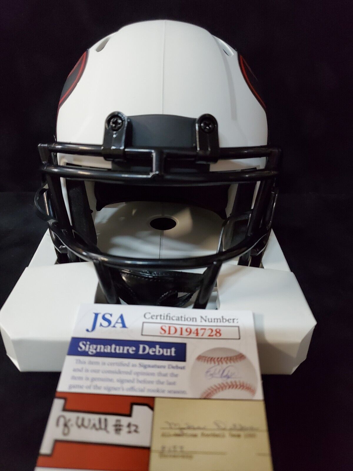 MVP Authentics Houston Texans Brevin Jordan Signed Lunar Mini Helmet Jsa Coa 103.50 sports jersey framing , jersey framing