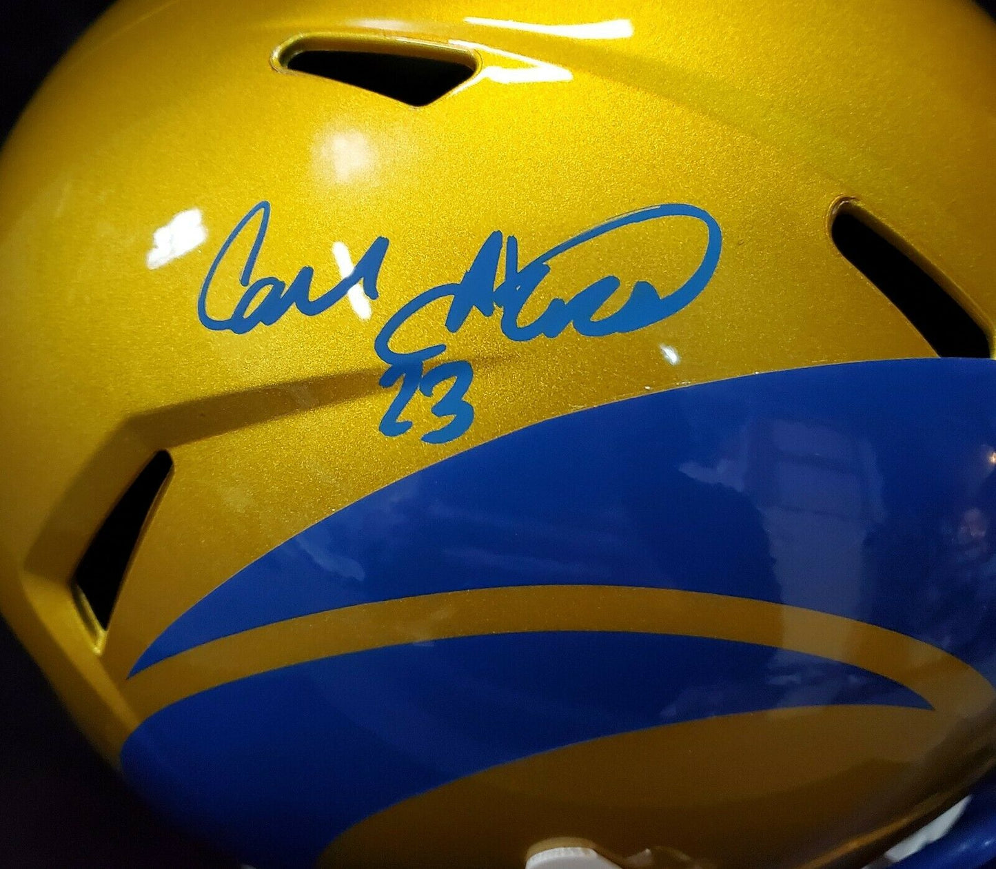 MVP Authentics Los Angeles Rams Cam Akers Signed Full Size Replica Flash Helmet Beckett Holo 359.10 sports jersey framing , jersey framing