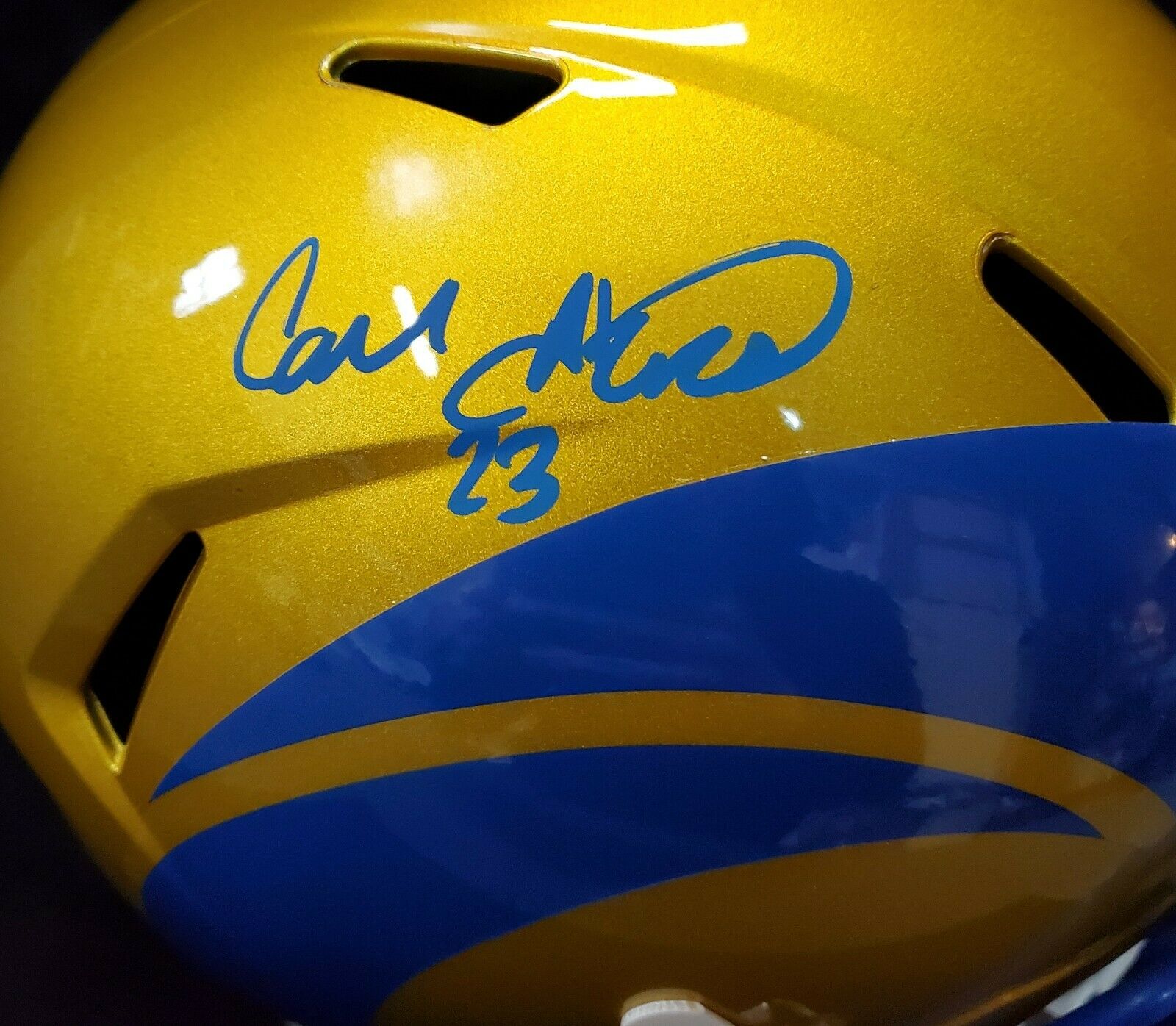 Los Angeles Rams Cam Akers Signed Full Size Replica Flash Helmet Beckett  Holo