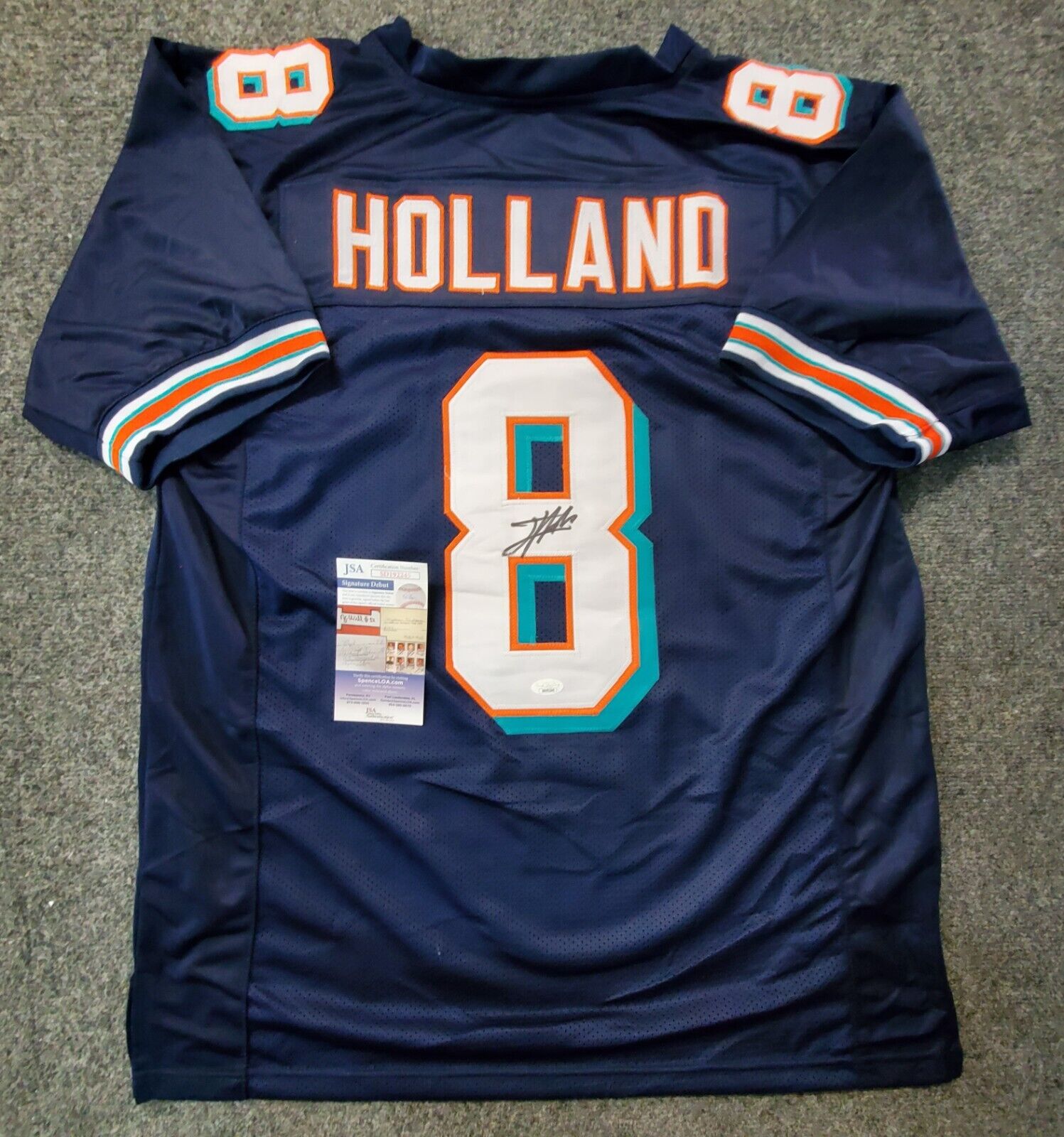 MVP Authentics Miami Dolphins Jevon Holland Autographed Signed Jersey Jsa Coa 117 sports jersey framing , jersey framing