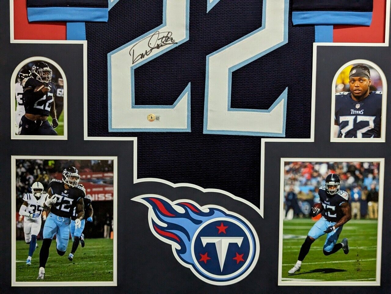 MVP Authentics Framed Tennessee Titans Derrick Henry Autographed Signed Jersey Beckett Holo 720 sports jersey framing , jersey framing