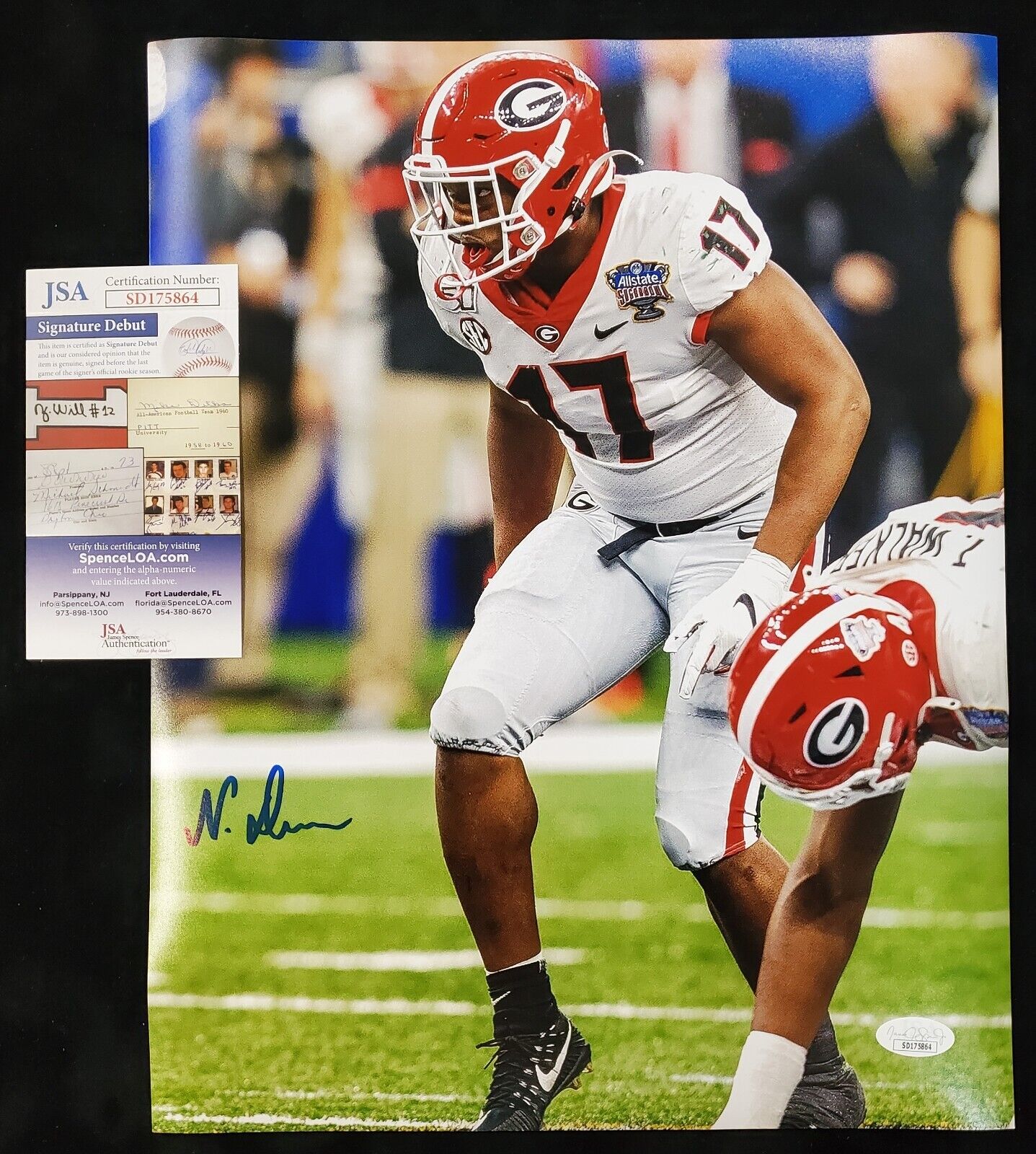 MVP Authentics Georgia Bulldogs Nakobe Dean Autographed Signed 11X14 Photo Jsa Coa 58.50 sports jersey framing , jersey framing