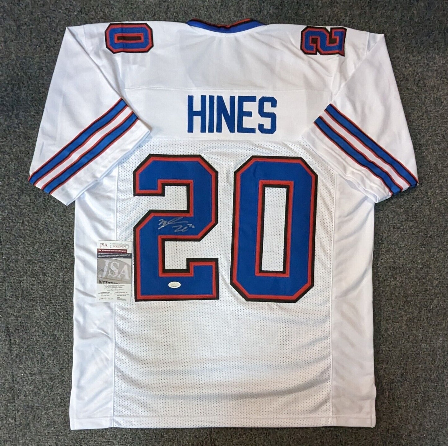 MVP Authentics Buffalo Bills Nyheim Hines Autographed Signed Jersey Jsa Coa 112.50 sports jersey framing , jersey framing