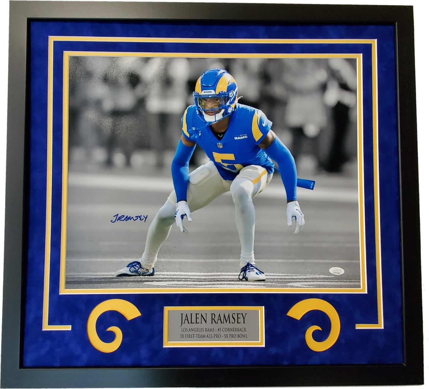 L.A. Rams Jalen Ramsey Framed In Suede Signed 16X20 Photo Jsa Coa – MVP  Authentics