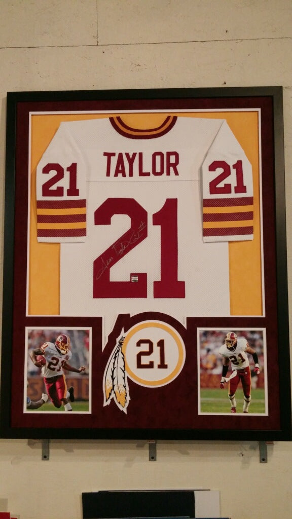 MVP Authentics - Framing Custom Framing - 2 photo vertical layout with suede matting 225 sports jersey framing , jersey framing