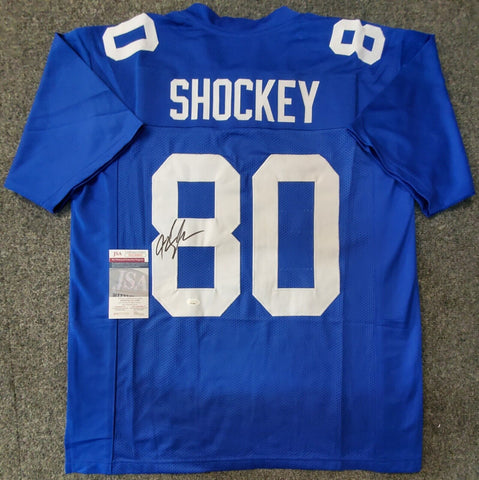  New York Giants Autographed Superbowl Champions Custom Blue  Football Jersey - JSA : Sports & Outdoors