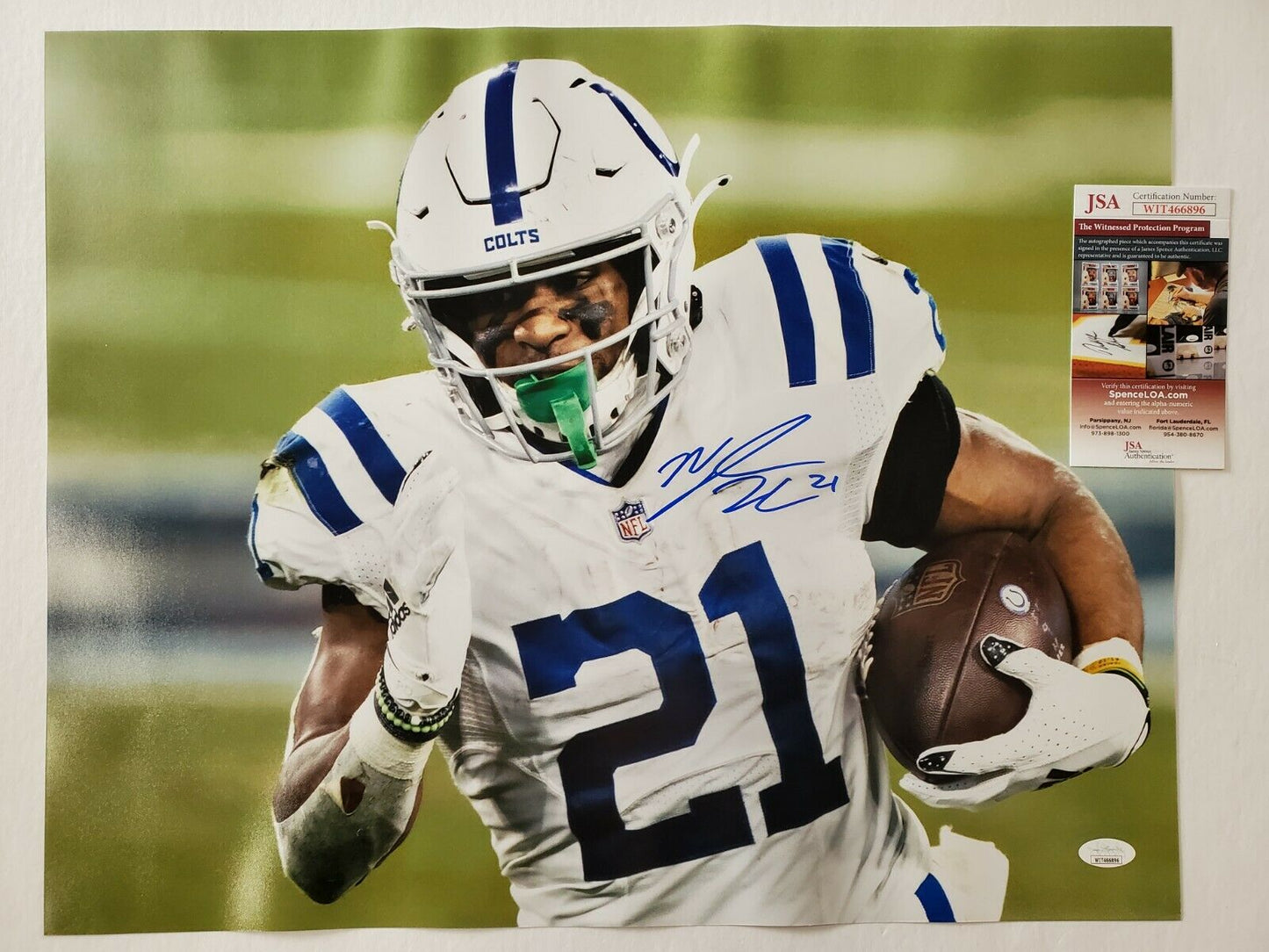 MVP Authentics Indianapolis Colts Nyheim Hines Autographed Signed 16X20 Photo Jsa Coa 89.10 sports jersey framing , jersey framing